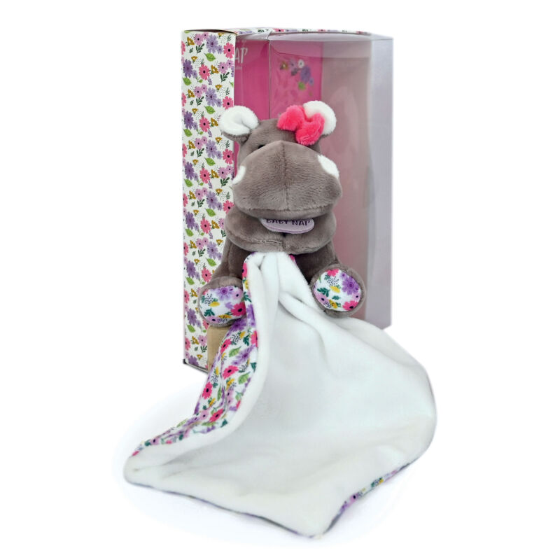  - zoe the hippo - set plush with comforter pink white 18 cm 